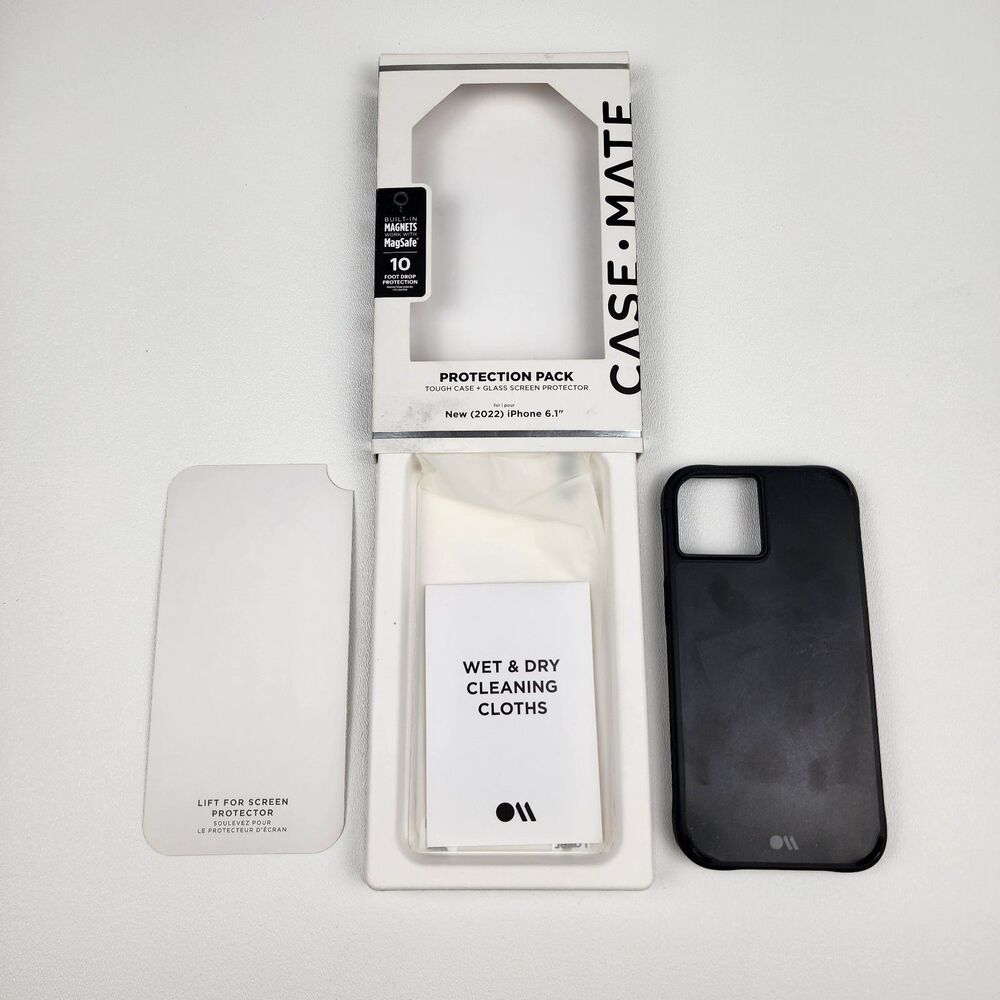 Case-Mate MagSafe iPhone 14 Glass Screen Protector Protection Pack + Case